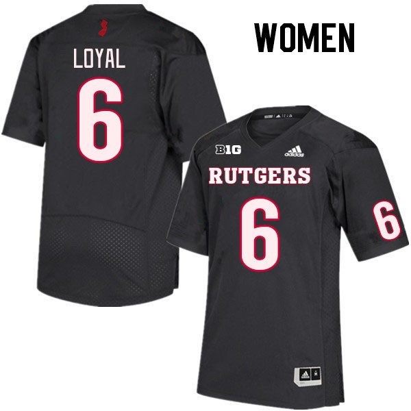 Women #6 Shaquan Loyal Rutgers Scarlet Knights College Football Jerseys Stitched Sale-Black - Click Image to Close